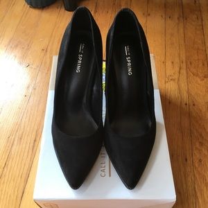 Call it Spring Black Suede Pumps NWOT